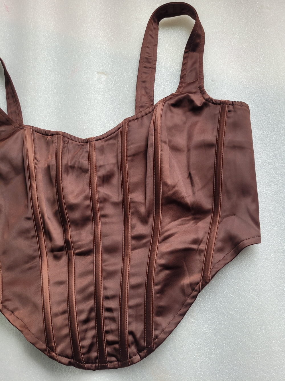 Revolve Bardot Satin Corset Top Ren Fair Brown 10 / XL - Picture 4 of 13